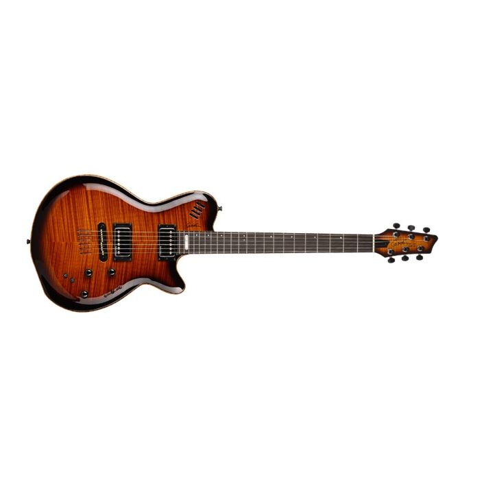 Guitarra lgx-sa 2-cap-hb cogburst bag  GUITARRA GODIN SIGNATURE LGX-SA COGNAC BURST FLAME AAA 024094, CORPO MOGNO. -guitarra lgx-sa 2-cap-hb cogburst bag ID-2999