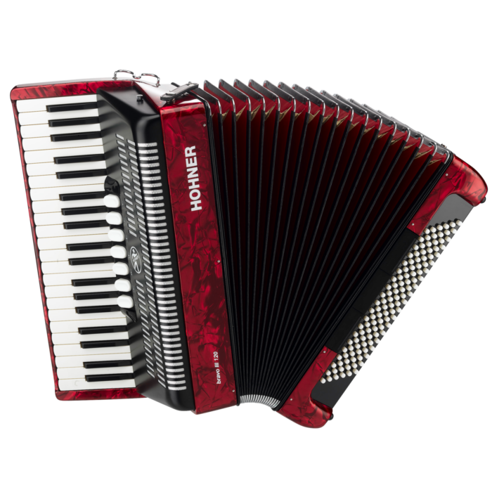 Hohner bravo iii 96 red acordeon Accordion BRAVO III 96 - 96 BAIXOS, 7 REGISTROS, COR VERMELHA-hohner bravo iii 96 red acordeon ID-3955