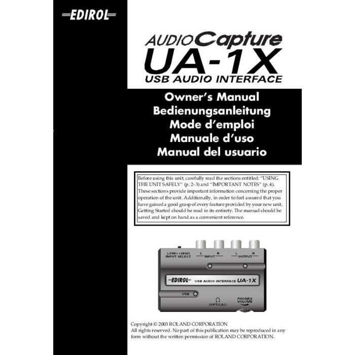 A Roland Edirol UA-1X é uma interface de áudio compacta e portátil que permite a gravação e reprodução de áudio de alta qualidade em seu computador. Com uma entrada de microfone XLR, entrada de linha e saída de fone de ouvido, esta interface é perfeita pa