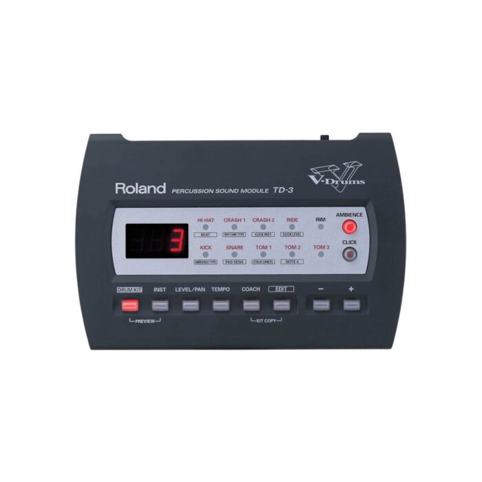 O Roland TD-3 V-Drums é um módulo de bateria digital que oferece uma experiência de bateria realista e versátil. Com 114 sons de bateria e percussão, incluindo kits de bateria acústica e eletrônica, o TD-3 permite que os músicos personalizem seus sons e t