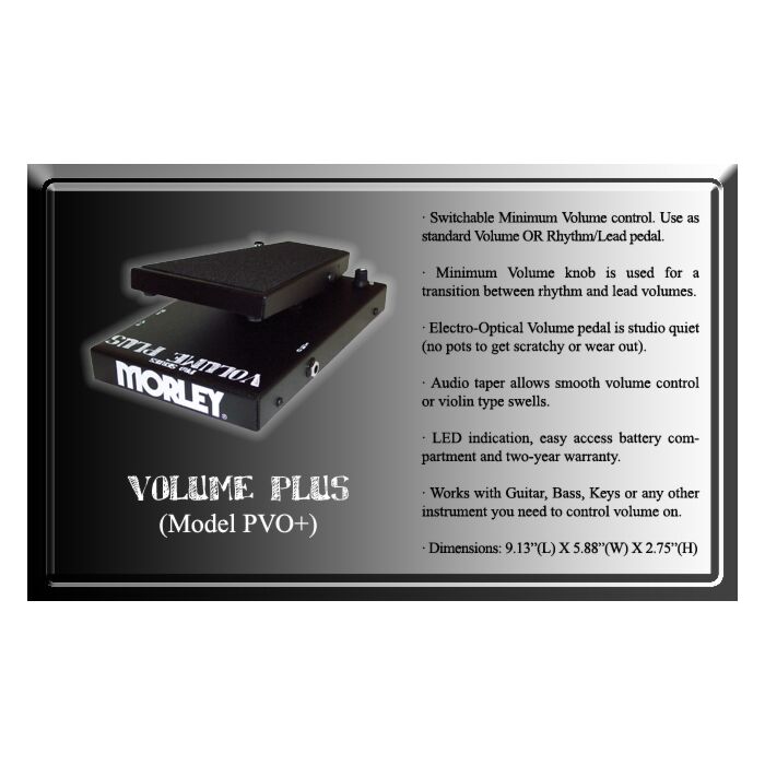 Morley pvo+ volume pedal Pedal de Volume óptico com função Audio-Taper-morley pvo+ volume pedal ID-3014
