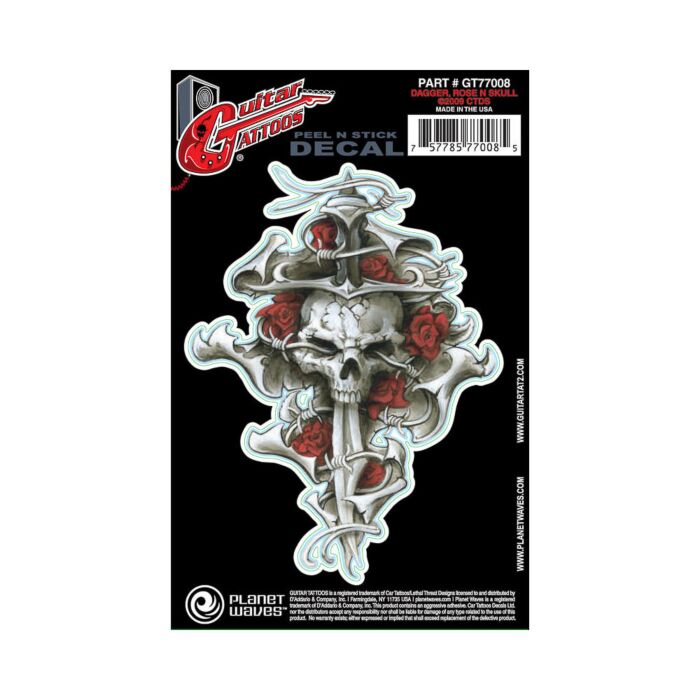 Comprar Adesivo Guitarra Dagger Rose Skull Tattoo D Addario GT77008 - 1