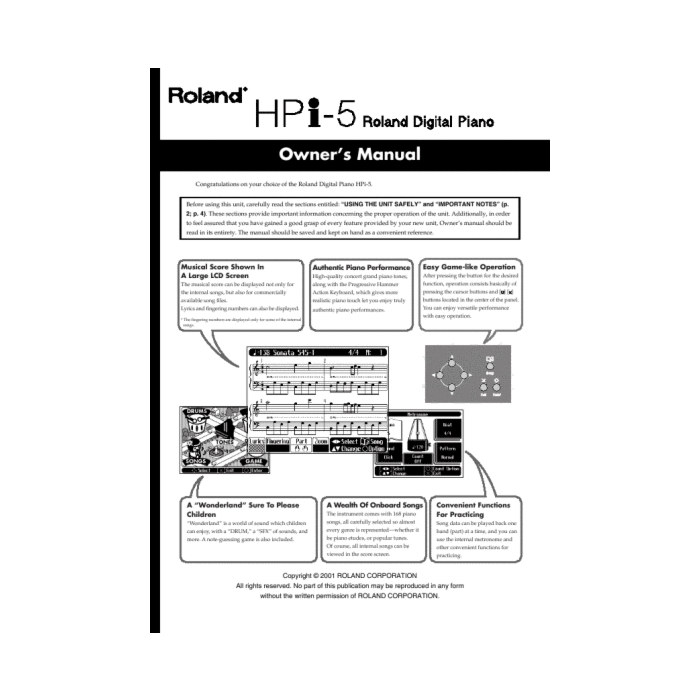 O Roland HPI-5 é um piano digital de alta qualidade, projetado para oferecer uma experiência de toque e som autêntica. Com um teclado de ação de martelo graduado, o HPI-5 oferece uma sensação de toque realista, enquanto seus sons de piano acústico são rep