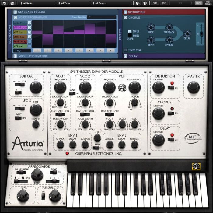 O Arturia Oberheim SEM V é um software de sintetizador virtual que emula o lendário sintetizador Oberheim SEM. Com uma interface intuitiva e fácil de usar, o SEM V oferece uma ampla gama de sons analógicos clássicos, desde graves profundos até leads brilh O Arturia Oberheim SEM V é um software de sintetizador virtual que emula o lendário sintetizador Oberheim SEM. Com uma interface intuitiva e fácil de usar, o SEM V oferece uma ampla gama de sons analógicos clássicos, desde graves profundos até leads brilh