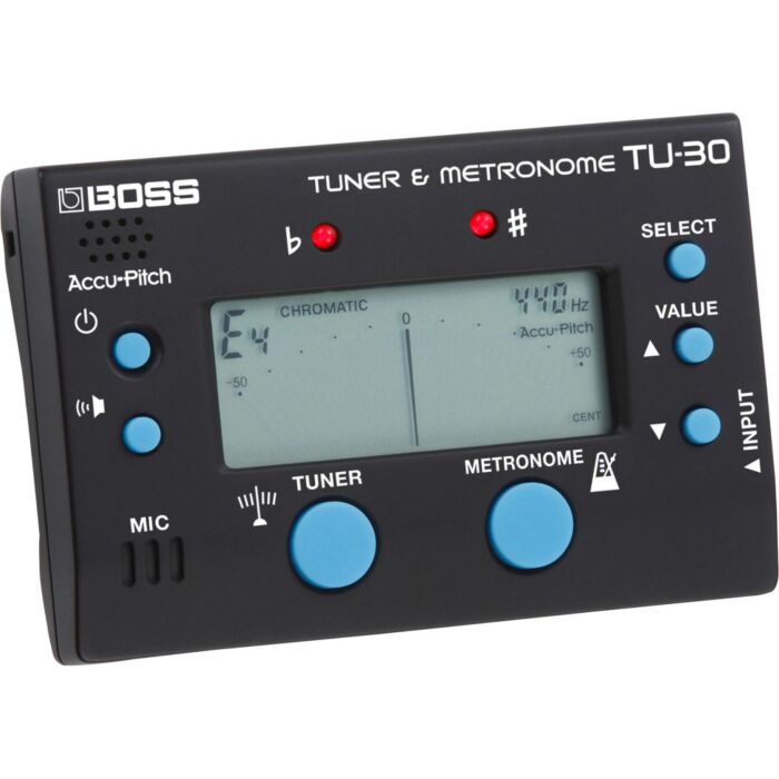 Roland boss tu-30 afinador e metrônomo Roland BOSS TU-30. Afinador e Metr&ocircnomo com qualidade e tradição BOSS-roland boss tu-30 afinador e metrônomo ID-3999
