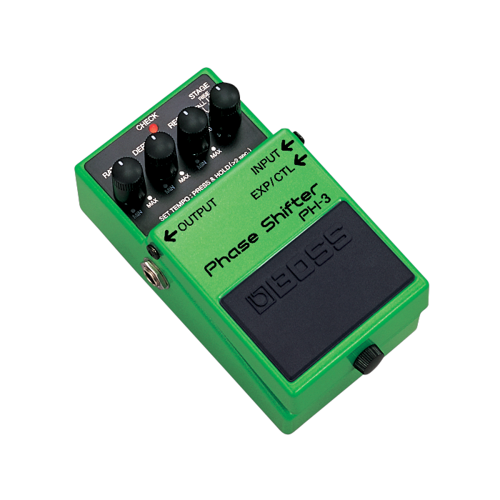 PH-3 Phase Shifter Phaser Moderno com Tap Tempo O PH-3 tem efeitos de phaser modernos que incluem sincronismo de andamento via tap tempo no próprio pedal. O PH-3 tem os tradicionais 4 estágios de phasing, sendo que os novos modos Rise e Fall de deslocamen