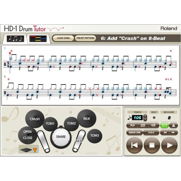 4DT- HD1 Software tutorial de bateria para HD-1 O Roland HD-1 V-Drum Lite é um grande sucesso com os iniciantes de bateria, em todo o mundo. Para melhorar a experiência com a HD-1 e ajudar os bateristas a aprenderem os fundamentos da música, a Roland dese