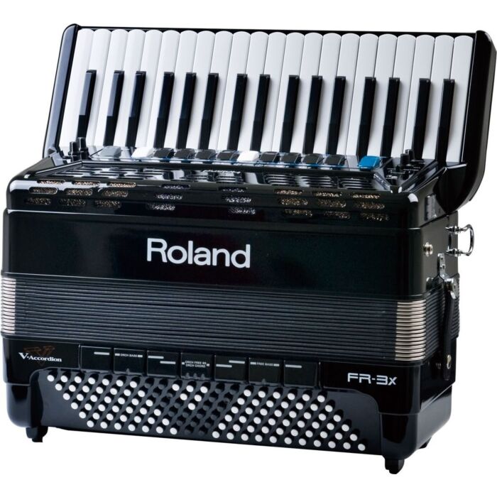 FR-3X BK V-Accordion Música em expansão em uma dimensão compacta O FR-3x é a perfeita fusão entre o tradicional do acordeon acústico e o funcionalidade do acordeon digital. Imagine um acordeon topo de linha e sons orquestrais, todos controláveis através d