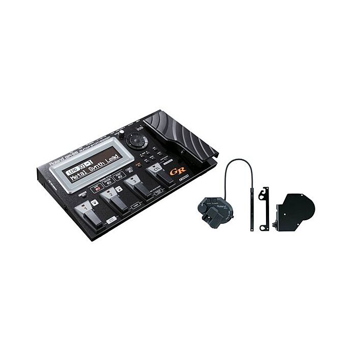 Roland gr-55gk-bk com gk3 pedaleira Sintetizador para guitarra com sons de piano, flauta, cordas e vários outros instrumentos na guitarra. Captador GK-3 incluso-roland gr-55gk-bk com gk3 pedaleira ID-2065