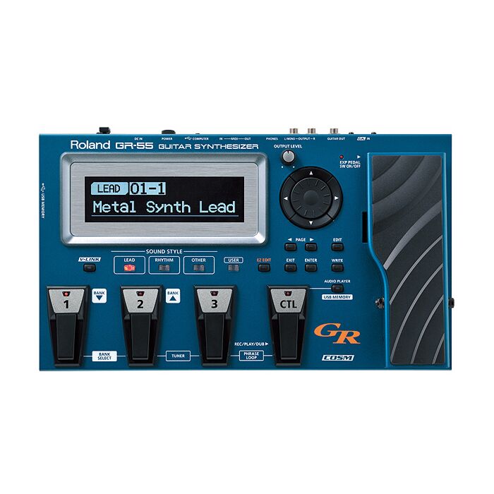 Roland gr-55gk + gk3 pedaleira sintetizador Sintetizador para guitarra com sons de piano, flauta, cordas e vários outros instrumentos na guitarra. Captador GK-3 incluso-roland gr-55gk + gk3 pedaleira sintetizador ID-890