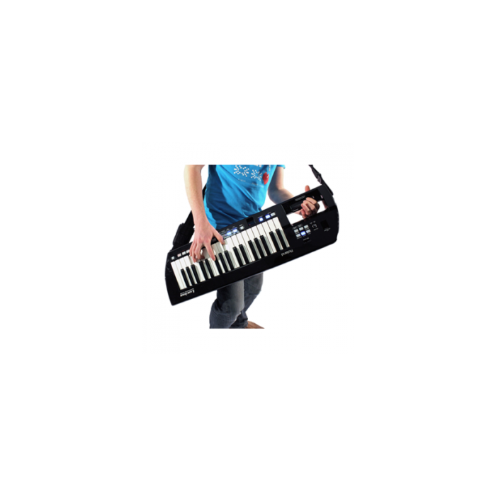 Roland lucina ax-09 bk keytar sintetizador portátill Synth portátil com 150 sons, reproduz áudio MP3, funciona com 8 pilhas, cor preta-roland lucina ax-09 bk keytar sintetizador portátill ID-1141
