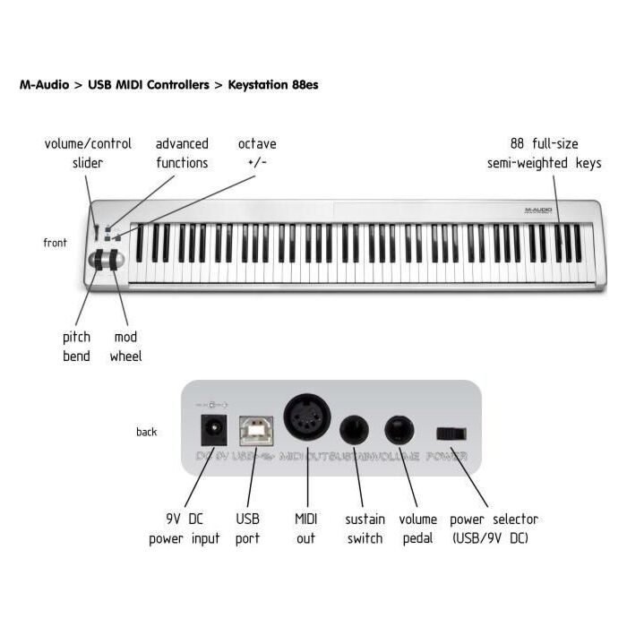 O teclado controlador M-Audio Keystation 88es é uma excelente opção para músicos e produtores que buscam um equipamento de alta qualidade e versatilidade. Com 88 teclas semipesadas sensíveis à velocidade, é possível tocar com precisão e expressividade, al O teclado controlador M-Audio Keystation 88es é uma excelente opção para músicos e produtores que buscam um equipamento de alta qualidade e versatilidade. Com 88 teclas semipesadas sensíveis à velocidade, é possível tocar com precisão e expressividade, al
