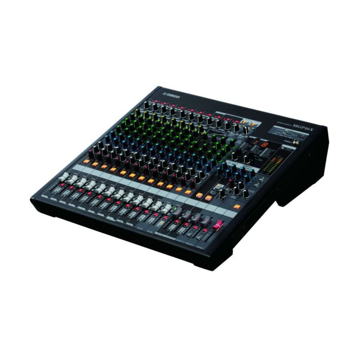 Yamaha mgp16x mixer Mixer analógico de 16 canais: 8 mono (mic/linha) 4 estéreo 8 pré- amplificadores de microfone com phantom power insert I/O nos canais mono 2 processadores SPX (16 presets) 2 processadores REV-X (8 presets) 12 barramentos de saída (4 Gr