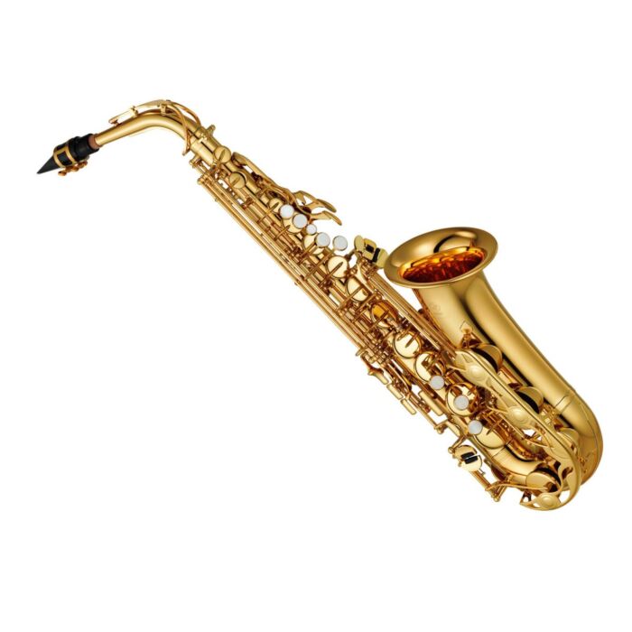 Yamaha YAS-280 Saxofone Sax alto (Eb) Laqueado dourado, c/ recurso de F frontal e F# agudo, apoio do polegar esquerdo ajustável, abraçadeira do tudel reforçada, mecanismo de conexão de B - C# melhorado, c/ estojo e acessórios, bocal 4C e Tudel 280 style -