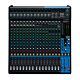 Yamaha MG20XU Mixer Mixer analógico com 20 entradas padrão rack. Destas, são 16 entradas D-PRE de microfone com PAD e phantom power (48V), compressor de 1-knob. 4 sub-grupos de saída e 4 auxiliares, chassis de metal, fonte interna 100V~240V. Possui efeito