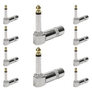 Conector P10 Macho Linha Mono 90 Graus Metal Ponta Gold Storm 10 Unidades 1