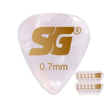 Palheta Tradicional Celuloide Perolada Fina 0,70mm Pct C/12 Sg 1