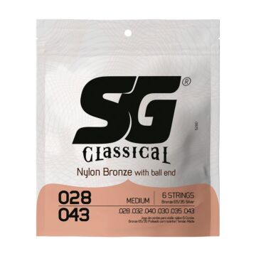 Encordoamento P/violão Nylon Bronze 65/35 Prata C/bolinha Tensão Média Sg 0.028 1