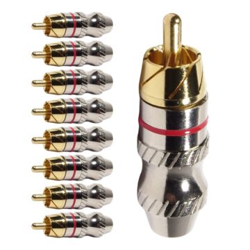 Conector Linha Rca Macho Metal Vermelho Storm 10 Unidades 1