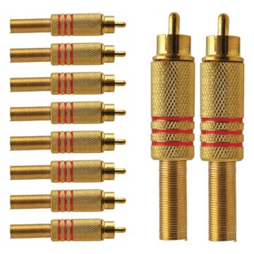 Conector Linha Rca Macho Metal Gold Vermelho Storm 10 Unidades 1