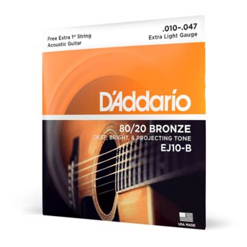 Encordoamento Violão Aço 10-47 Corda Extra D Addario EJ10-B 1