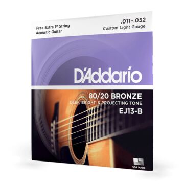 Encordoamento Violão Aço 11-52 Corda Extra D Addario EJ13-B 1