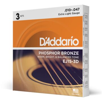 Encordoamento Violão Aço 10-47 (3 Jogos) D Addario EJ15-3D 1