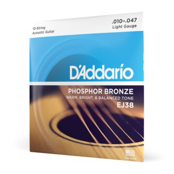 Encordoamento Violão Aço 12C 10-47 D Addario Phosphor EJ38 1
