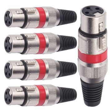 Conector Xlr Femea Linha Vermelho Corpo Metalico Storm 05 Unidades 1