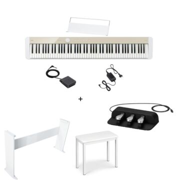 Piano Digital Casio Privia PX-S1100-Instrumento + suporte Opus + Pedal Triplo + Banqueta Saty-MELLOW BEIGE