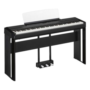 Piano Portátil Yamaha P-525 - Teclado NWX e Bluetooth-Preto-Instrumento + suporte + pedal triplo