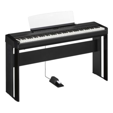 Piano Portátil Yamaha P-525 - Teclado NWX e Bluetooth-Preto-Instrumento + suporte
