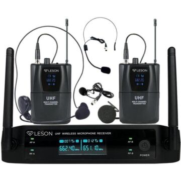 Comprar Sistema de Microfone Duplo Sem Fio Com Headset Leson LS962 Preto - 1