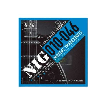 Encordoamento Guitarra 010 1ª Mi Extra + Palheta N64 Nig 1
