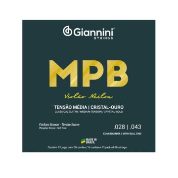 Encordoamento Giannini P/violão Nylon Cristal/ouro C/bolinha Genwg 1