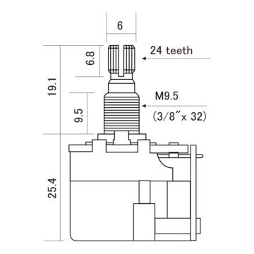 Potenciômetro A250K Push-Pull DPDT Instrumentos CTS-A250-PP 1