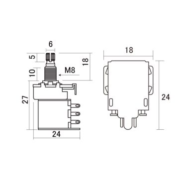 Potenciômetro A500K Push/Pull Instrumentos Hosco PUSH-500A 1
