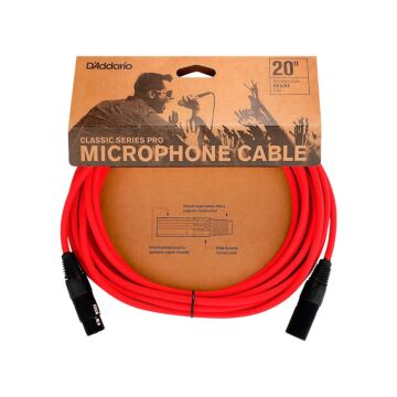 Cabo Microf XLR Vermelho Classic DAddario PW-CPMIC-20RD 1