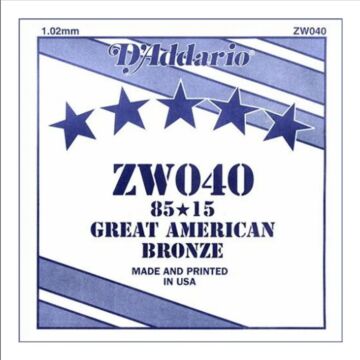 Corda Avulsa Violão Aço .040 D Addario 80/15 Bronze ZW040 1