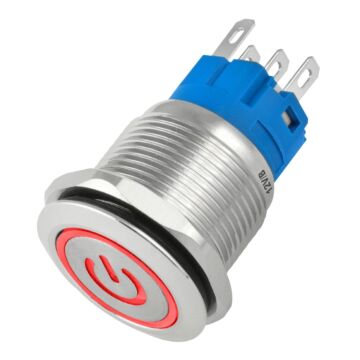 Botão On Off 19mm Prata 220v 3a C/ Led Vermelho 12v Storm 1
