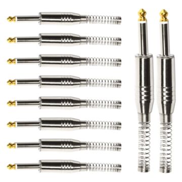 Conector P10 Macho Linha Mono Com Mola Espacada Ponta Gold Baquelite Storm 10 Unidades 1