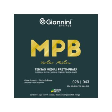 Encordoamento Giannini P/violão Nylon Preto/prata Genwbs 1