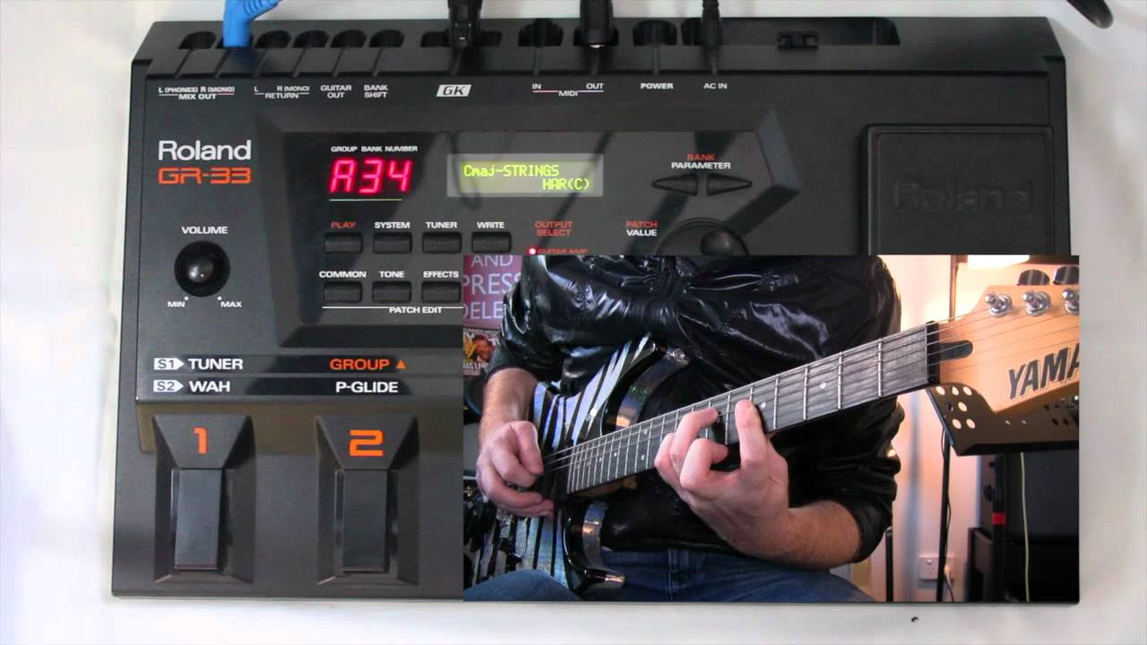 Pedaleira sintetizador Roland GR-33 com captador GK-2A