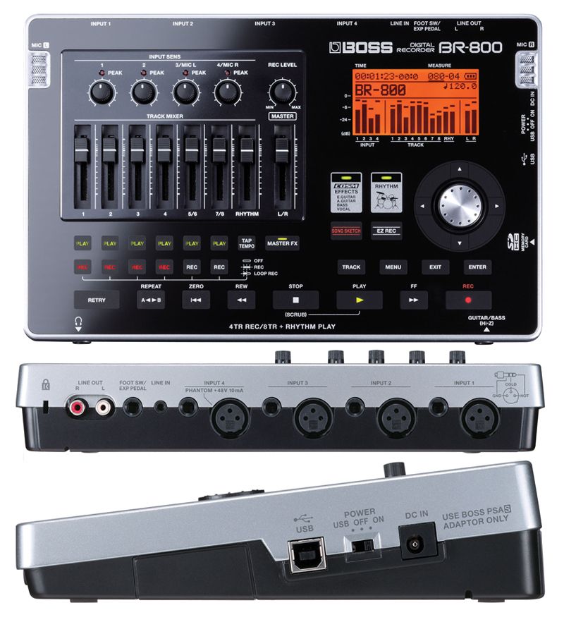 Gravador Roland Boss BR-800 - Gravação de alta qualidade - Preto